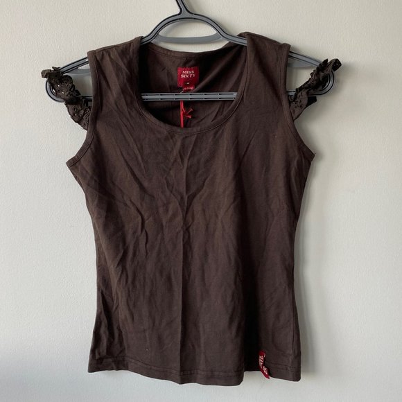 Miss Sixty Brown Top With Lace Detailing - Picture 1 of 4
